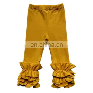 Infant Toddler Girls Double Icing Ruffle Leggings Triple Cotton Boutique Elastic Waist Slacks Joggers 27 Plain Colors 10 Sizes thumbnail-6