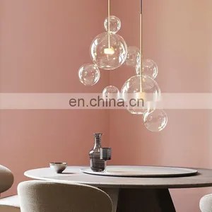 Modern Cear Bubbles Decorative Glass LED Hanging Pendant Light Chandelier thumbnail-6