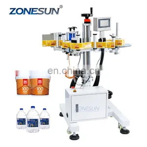 ZONESUN ZS-TB852 Water Sticker Automatic Line Side Bottle Labeling Machine For Carton Plastic Bucket Bottle thumbnail-1