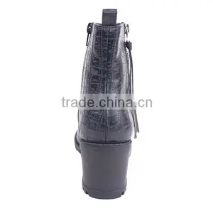 Fashionable Girls High Heel Ankle Boots Cowgirl Security Splicing Zipper Boots thumbnail-5