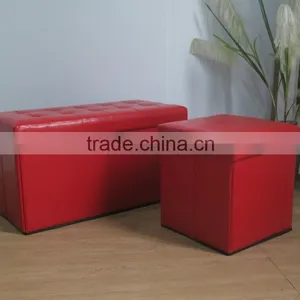 Colorful Leather Storage Ottoman Folding Stool thumbnail-5