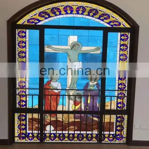 Custom Texture Architectural Church Windows Transparent Tiffany Stained Glass Panels Wholesale Decoration Art Glass thumbnail-2