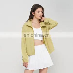 New Arrival Anti-UV Cool Fabric Loose Casual Outdoor Sports Gym Fitness Wear Full Zip Yoga Jacket UPF 50+ Pocket For Women thumbnail-1