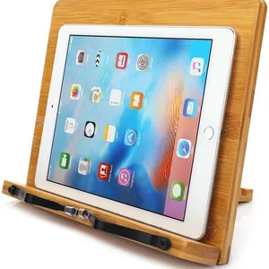 Cookbook Holder Adjustable Book Cookbook Holder Book Stand Tablets Holder Reading Rest Stand Bamboo Craft Bamboo Book Stand thumbnail-2