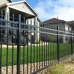 Hot Sale 6ft Black Powder Coated Metal Steel or Aluminum Tubular Fencing 3 Rail Style for Home Security Low Maintenance thumbnail-6
