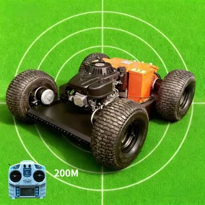 Solar Farms Under-panel Grass Cutting 550mm Gasoline Engine Remotely Controlled Wheel Brush Mower Made in China Manufacturer thumbnail-6