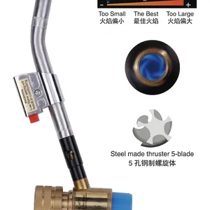 WT‑SSA Premium Aluminum Housing Self‑Igniting MAPP Torch, 360° Swivel Stainless Tip Torch thumbnail-1