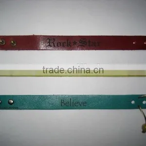 High Quality Genuine Leather Wrist Band With Text Logo thumbnail-1