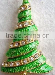 Fashion Apparel Crystal Brooch Christmas Tree Pin thumbnail-1