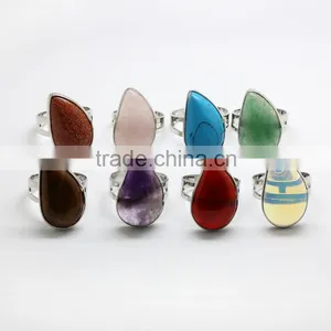 RG1011 Wholesale Teardrop Gemstone Adjustable Rings,stone Statement Bezel Rings thumbnail-2