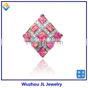 2014 Style JL Brand Sterling Silver Opal And CZ Classic Square Ring thumbnail-1