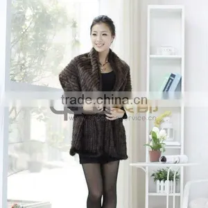 QD5573 170cm*37cm Mink Fur Shawl Factory Direct Sale Wrap Genuine "V" Knitted Mink Fur Shawls thumbnail-1