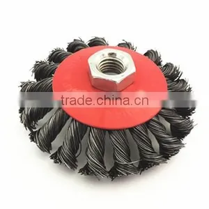 4-Inch Knot Twisted Steel Wire Brush Disc With Curled Selvedge Cup,twist and Slim Disc thumbnail-1