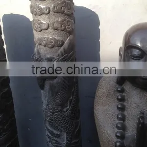 Antique Garden Stone Dragon Pillar thumbnail-2
