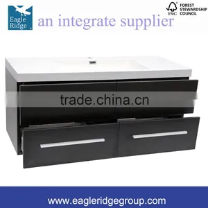 1200mm Soft Closing Drwers Vanity, Black Wall Hung Vanity, Single Basin Bathroom Vanity K1200B thumbnail-3