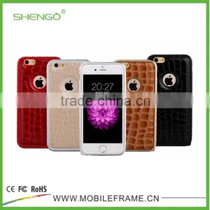 Metal Bumper With Leather Cover Phone Case for IPhone6/6P thumbnail-1