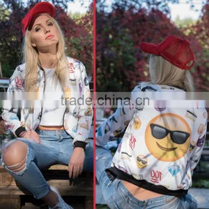 3D Emoji Printing Hot Fashion Girl Emoji Bomber-jacket Little Moq to Custom thumbnail-4
