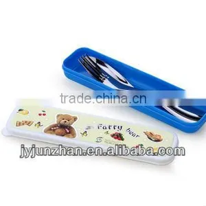 Promotion Cutlery Spoon Fork Chopsticks Sets With Nicely Design and Plastic Box Packing With Food Certificate Safe-using thumbnail-6