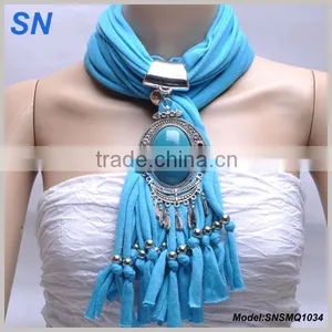 Oval Turquoise Stone Jewelry Slide Scarves thumbnail-1