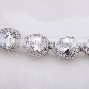 4 Colors Pear Shape AAA Cubic Zircon Women Bridal Bracelet Jewelry for Women thumbnail-2