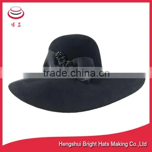 Wool Felt Floopy Hats Casual Hat With Bowknot thumbnail-2