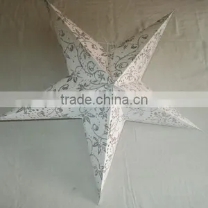 Mercury White Glitter Printed Paper Star Lanterns thumbnail-1