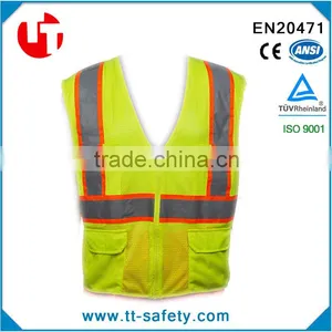 European-American Style High Visibility Fluorescence Public Police Warning Reflective Vest Jacket thumbnail-1