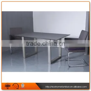 4 Seater Sandy Glass Table Metal Leg thumbnail-1