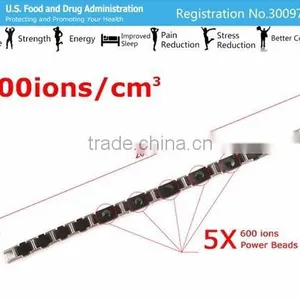 Noproblem P065 Germanium Tourmaline Power Beads Black Stainless Steel Bracelet thumbnail-4