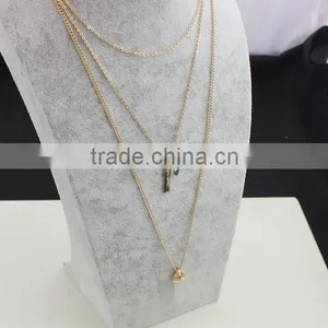 Hot Sale European And American Design Rose Gold Plated Necklace Ornaments Multilayer Emerald Crystal Color Stone Bead Neckladces thumbnail-4