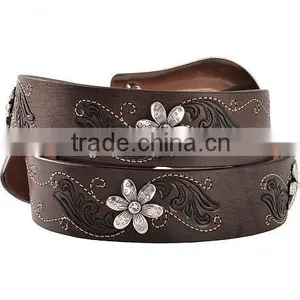 Cowgirl Western Bling Bedecked Removeable Belt Buckle Silver-tone Conchos Belt thumbnail-2