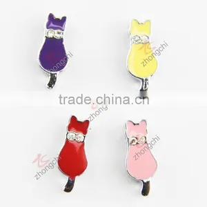 8MM Girls Cat Silver Metal Charm thumbnail-1