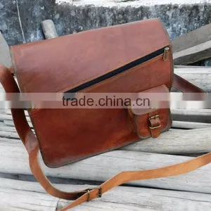 Hand Made Leather Messenger Genuine LeatherLaptop Messenger Bag for Men and Women thumbnail-1