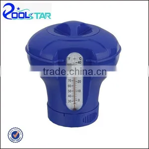 Floating Plastic Swimming Pool Chemical Dispenser P1533 for 3" Tablets w/ Plastic Floating Temperature Thermeter thumbnail-1