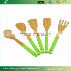 Bamboo Kitchen Utensil Set With Silicone Handle thumbnail-1