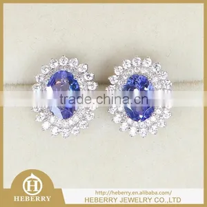 Tanzanite Luxury Earring With 925 Silver Match Czech Diamond Around thumbnail-1