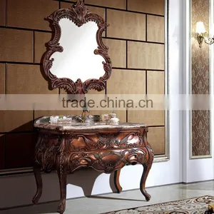 WTS3022 39 Inch Customized Wooden Classical Antique Bathroom Furniture in Cherry Yellow Finished thumbnail-1