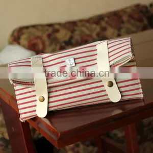 Wenzhou Cangnan Wholesale Canvas Triangle Stripe Colored Pencil Case for School With Button thumbnail-2