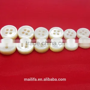 4 Holes 18L, 16L, 14L 4MM/3MM Thickness White Mother of Pearl Dress Shirt Button in High End thumbnail-1