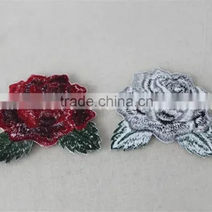 2016 New Patch Work Blouse Designs 6*7cm Red Rose and Gray Rose Flower Embroidery Patches Tim for Clothing thumbnail-4
