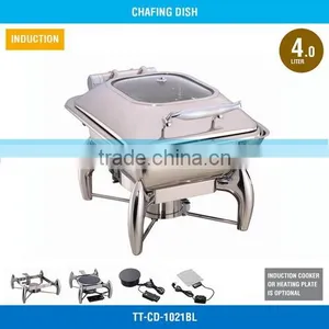 Decorative Fancy Chafing Dish - 4 L, Glass Cover, Mechanical Hinge, TT-CD-1021BL thumbnail-1