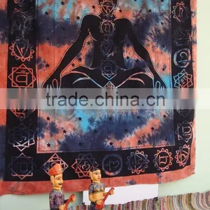 Indian Tapestries Wall Hanging Wholesale Hippie Buddha Meditation Wall Art Yoga Mat India Seven Chakra Bohemian Cotton Bedspread thumbnail-2