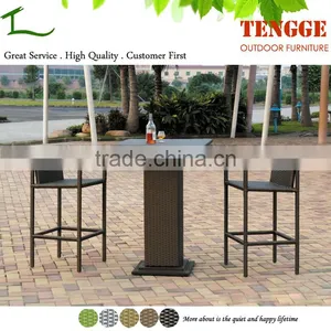 3 Pieces Rattan Furniture High Chair and High Table Outdoor Furniture thumbnail-1