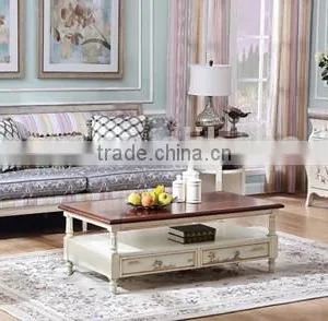 Mediterranean Style Living Room Furniture Set, Solid Wood Carved Sofa Couch Side Table, Leisure Living Room Sofa Set thumbnail-2
