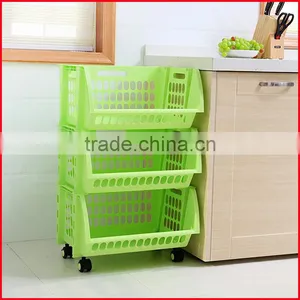 Plastic Stacking Stackers Storage Baskets Veg Rack 3 Tier Vegetable thumbnail-2