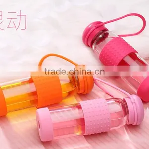 Popular Flip Top Glass Water Bottle With Silicone Sleeve thumbnail-3
