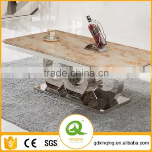 C406 Living Room Modern Design Rectangle White Marble Coffee Table thumbnail-1