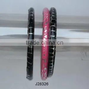 Resin Bangles Black and Pink With Brass Inlay Available in All Colours thumbnail-1