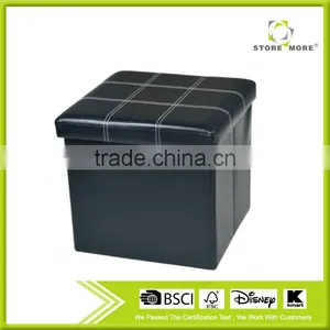 Black Waterproof Simple Design Office Foot Rest Storage Ottoman thumbnail-1