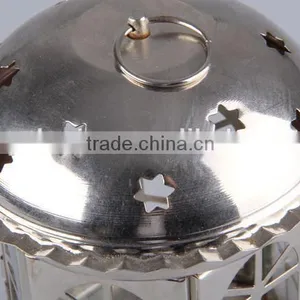 Home Decoration Pavilion Type Candlestick/Portable Iron+Glass Hollow Out Candle Holder thumbnail-5